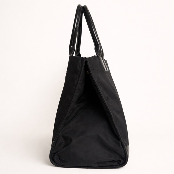 Tory Burch Large Ella Tote Black Nylon Patent Logo Shoulder Bag - Picture 3 of 8
